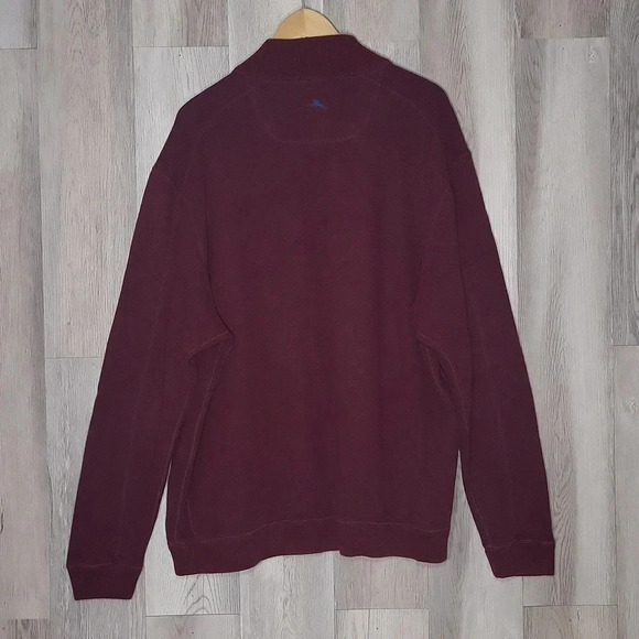 🛍Tommy Bahama Flipshore Reversible Maroon Quarter Zip Long Pullover Mens - Picture 2 of 8